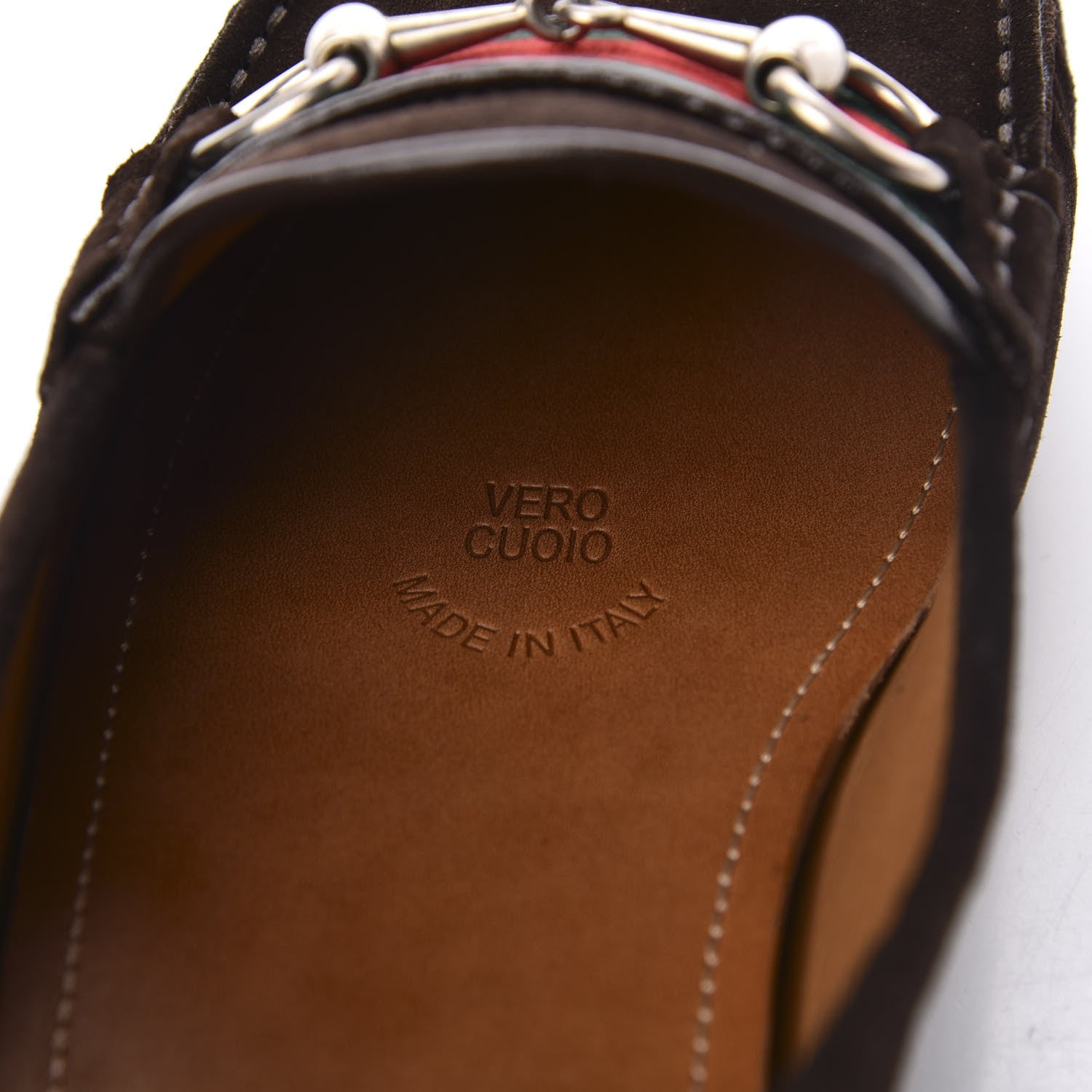 Gucci Suede Web Mens Horsebit Driver Loafers 8.5 Cocoa 9 of 10