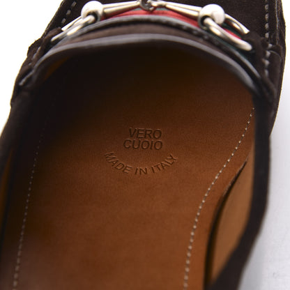 Gucci Suede Web Mens Horsebit Driver Loafers 8.5 Cocoa 9 of 10