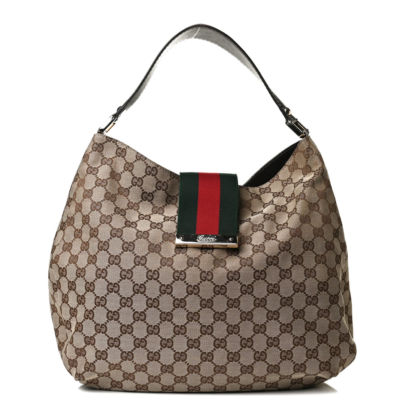 Monogram Large New Ladies Web Hobo Dark Brown