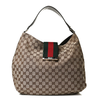 Gucci Monogram Large New Ladies Web Hobo Dark Brown 1 of 16