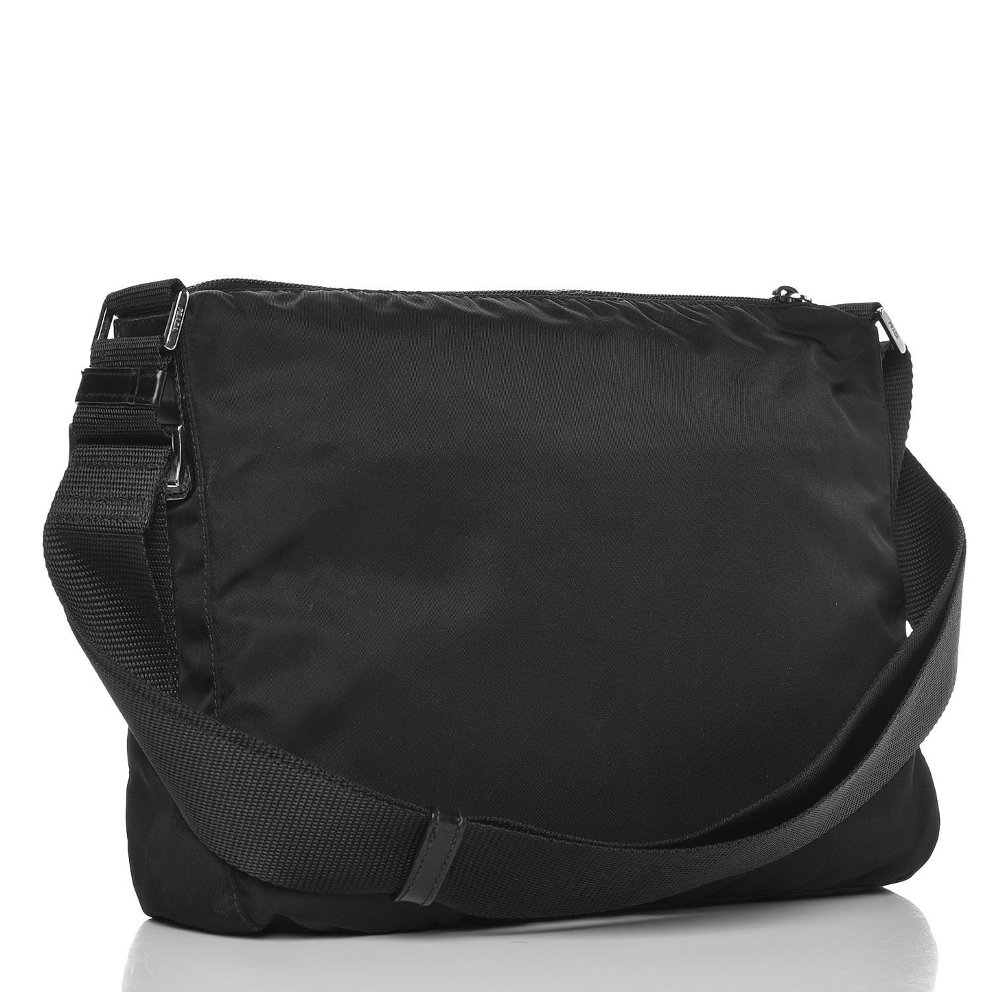Nylon Flat Messenger Bag Black