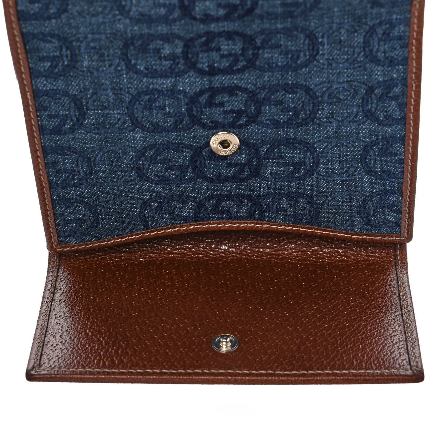 Denim Interlocking G Wallet Blue Tea Cuir