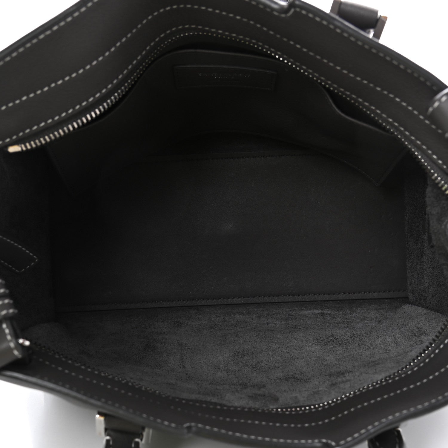 Saint Laurent Calfskin Top Stitch Baby Cabas Monogram Grey 4 of 4