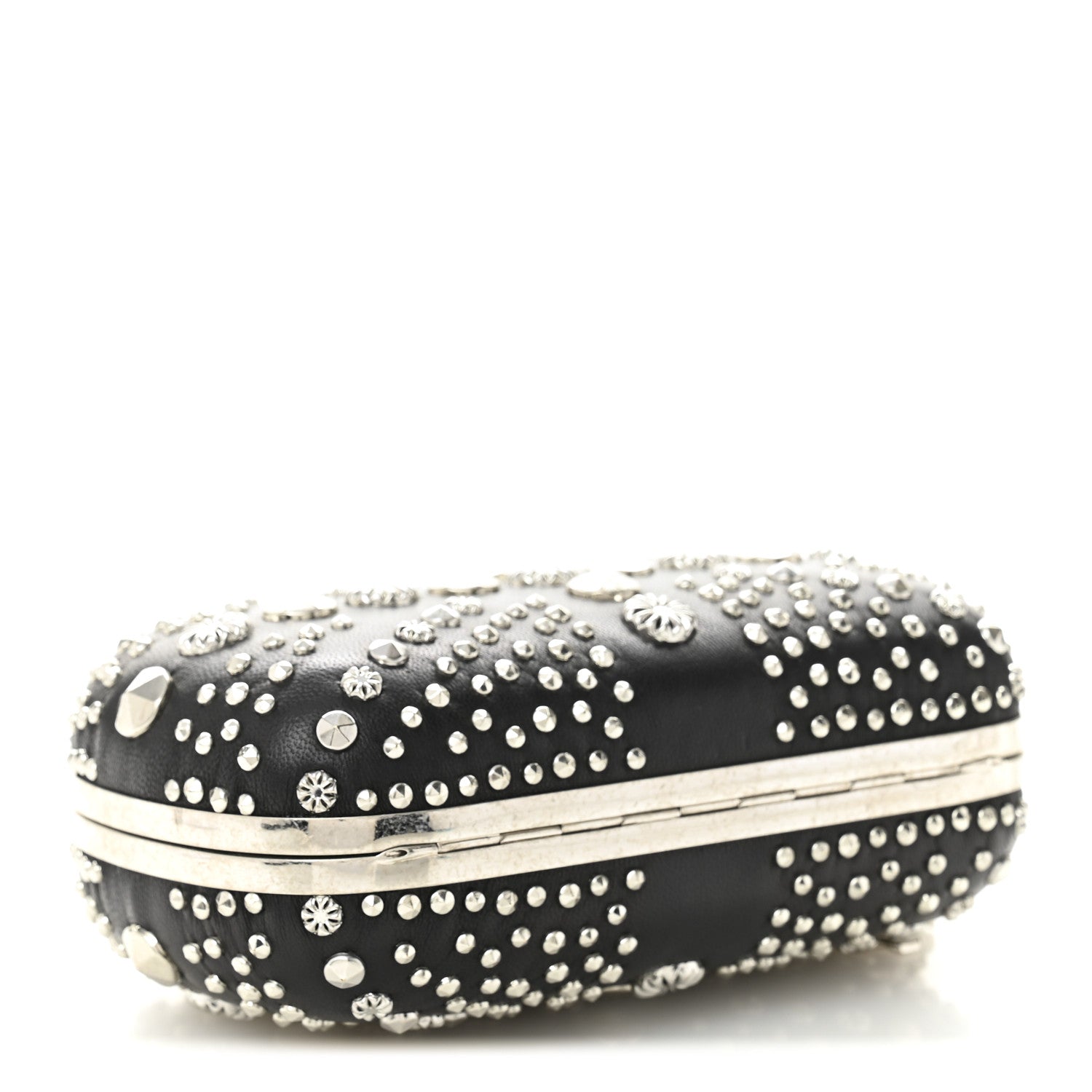 Alexander McQueen Calfskin Studded Britannia Skull Chain Clutch Black 4 of 10