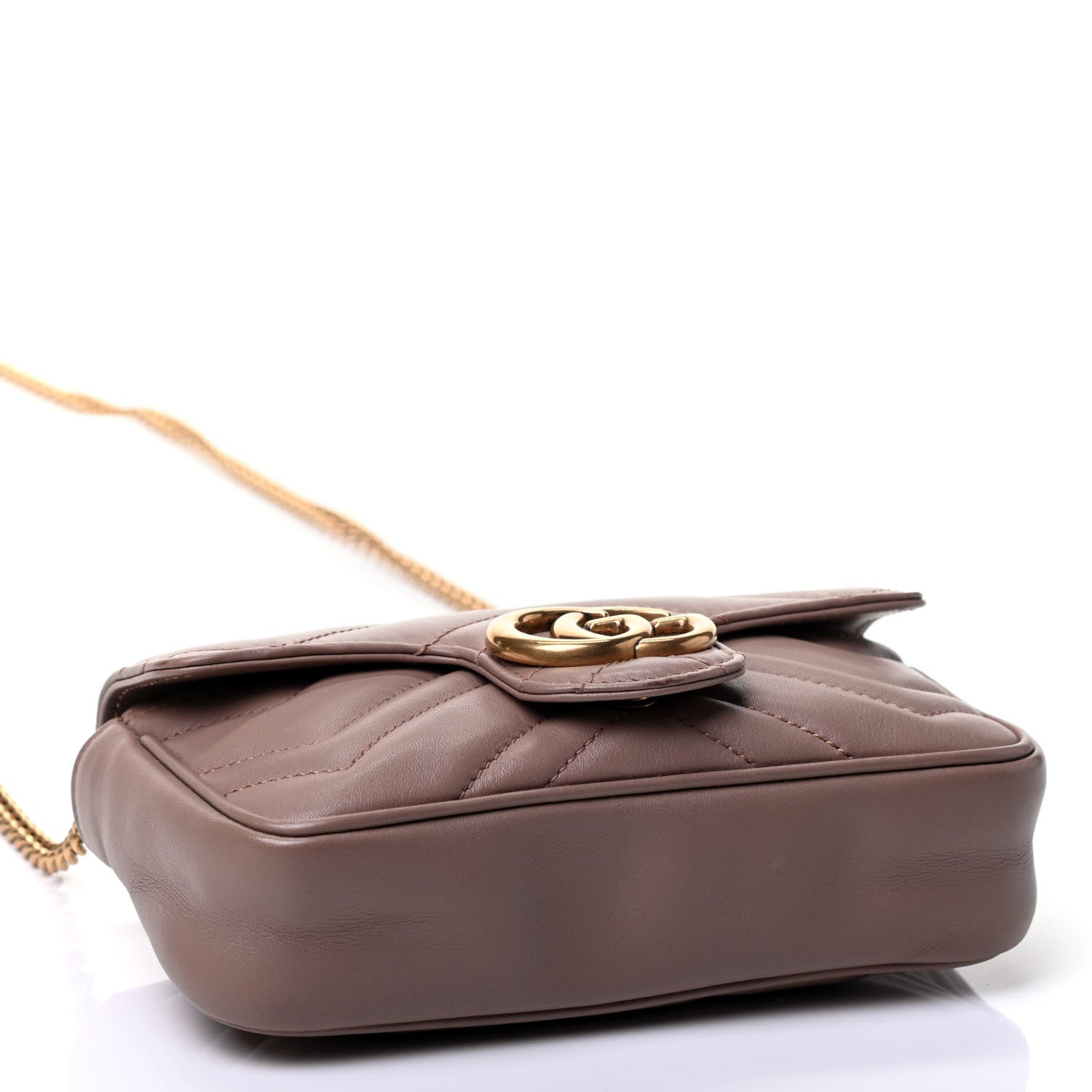 Gucci Calfskin Matelasse Super Mini GG Marmont Shoulder Bag Porcelain Rose 3 of 4