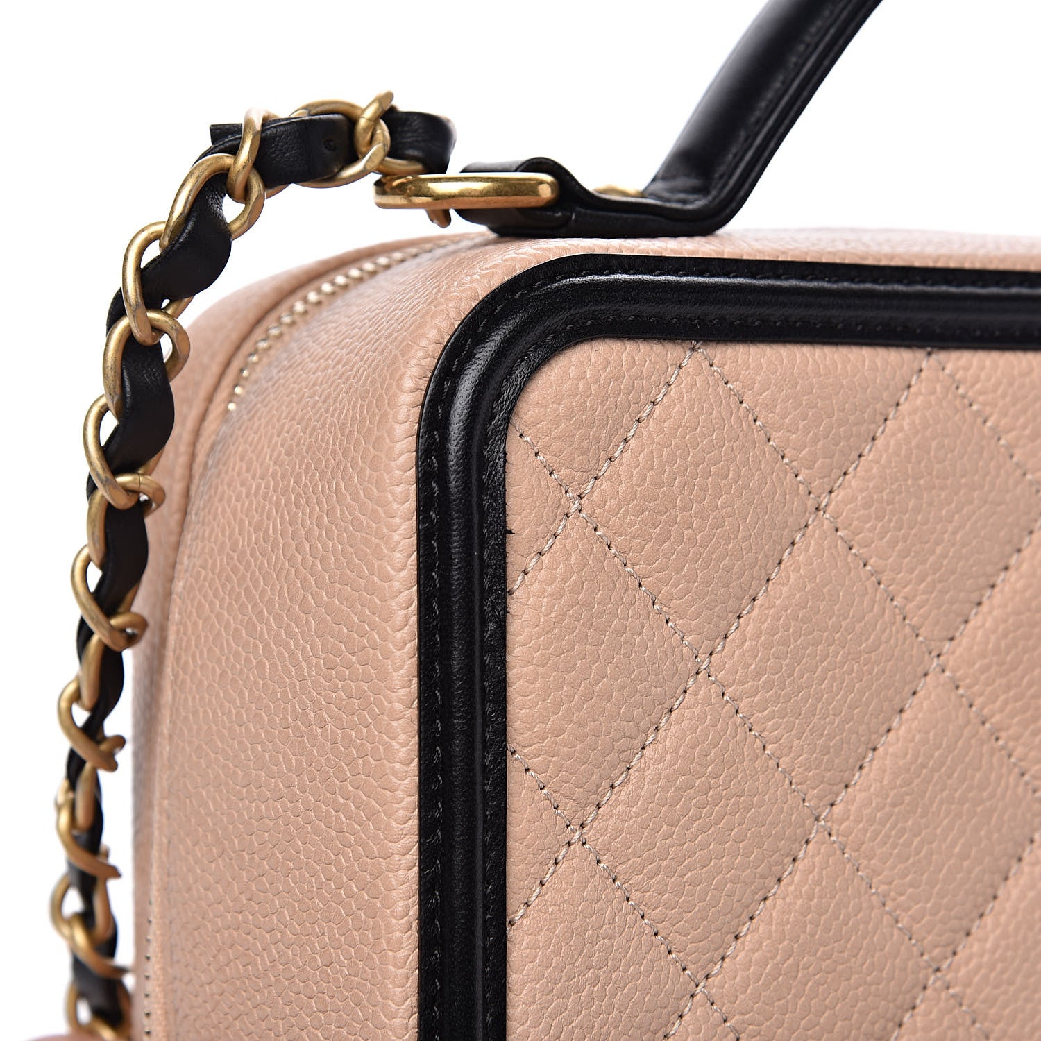 Chanel Caviar Quilted Medium CC Filigree Vanity Case Beige Black 9 of 13