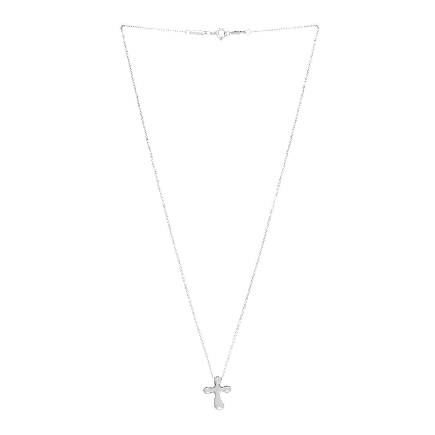 Tiffany Sterling Silver 14mm Elsa Peretti Cross Pendant Necklace 3 of 5