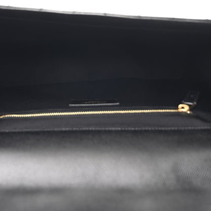 Saint Laurent Grain De Poudre Matelasse Chevron Large Monogram Satchel  Black 5 of 10
