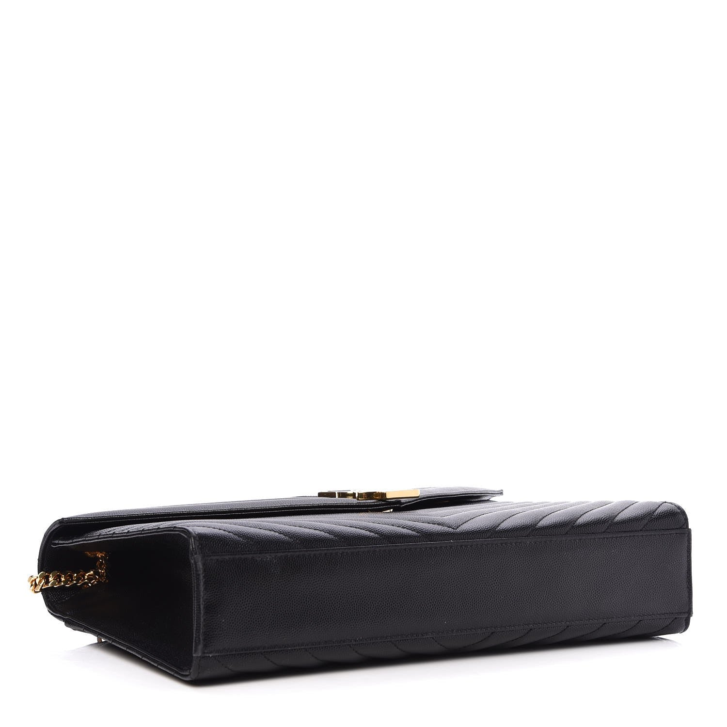 Saint Laurent Grain De Poudre Matelasse Chevron Large Monogram Satchel Black 5 of 8
