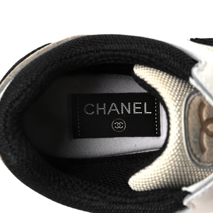 Chanel Mesh Suede Calfskin Womens CC Sneakers 39 White Ivory Dark Beige 7 of 7
