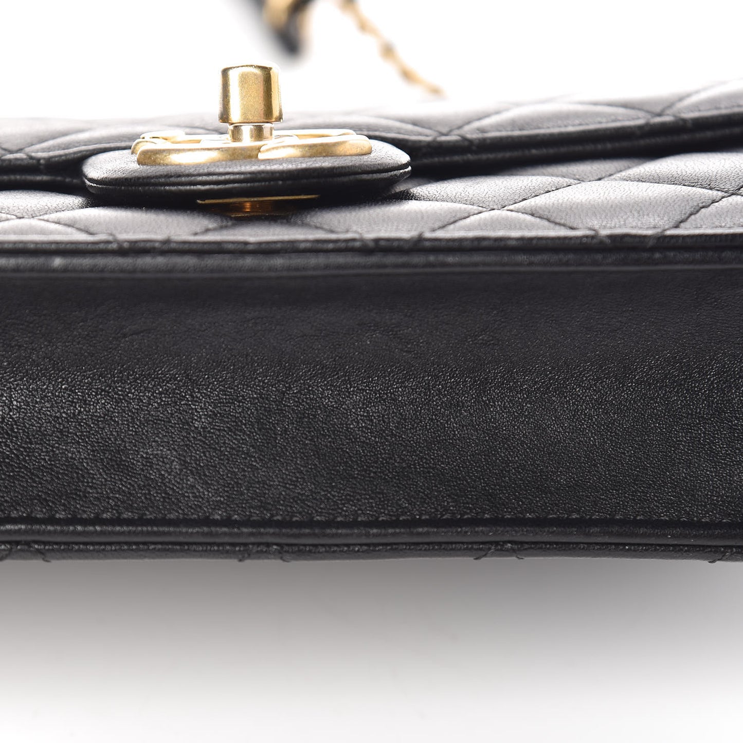 Lambskin Quilted Small Chic Pearls Flap Black