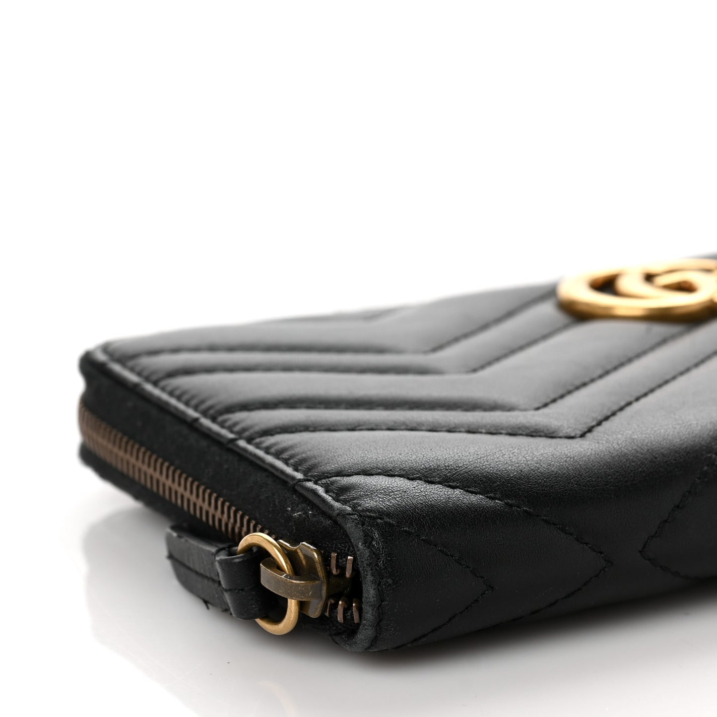 Calfskin Matelasse GG Marmont Zip Around Organizer Wallet Black