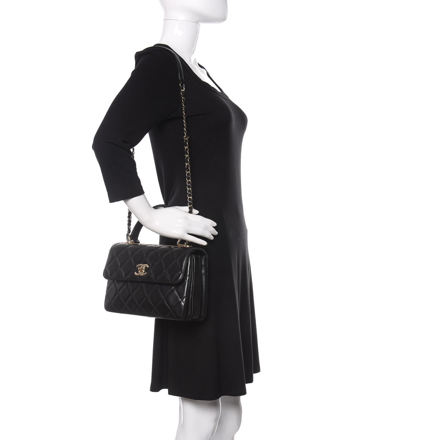 Chanel Lambskin Quilted Small Trendy CC Dual Handle Flap Bag Black 2 of 10