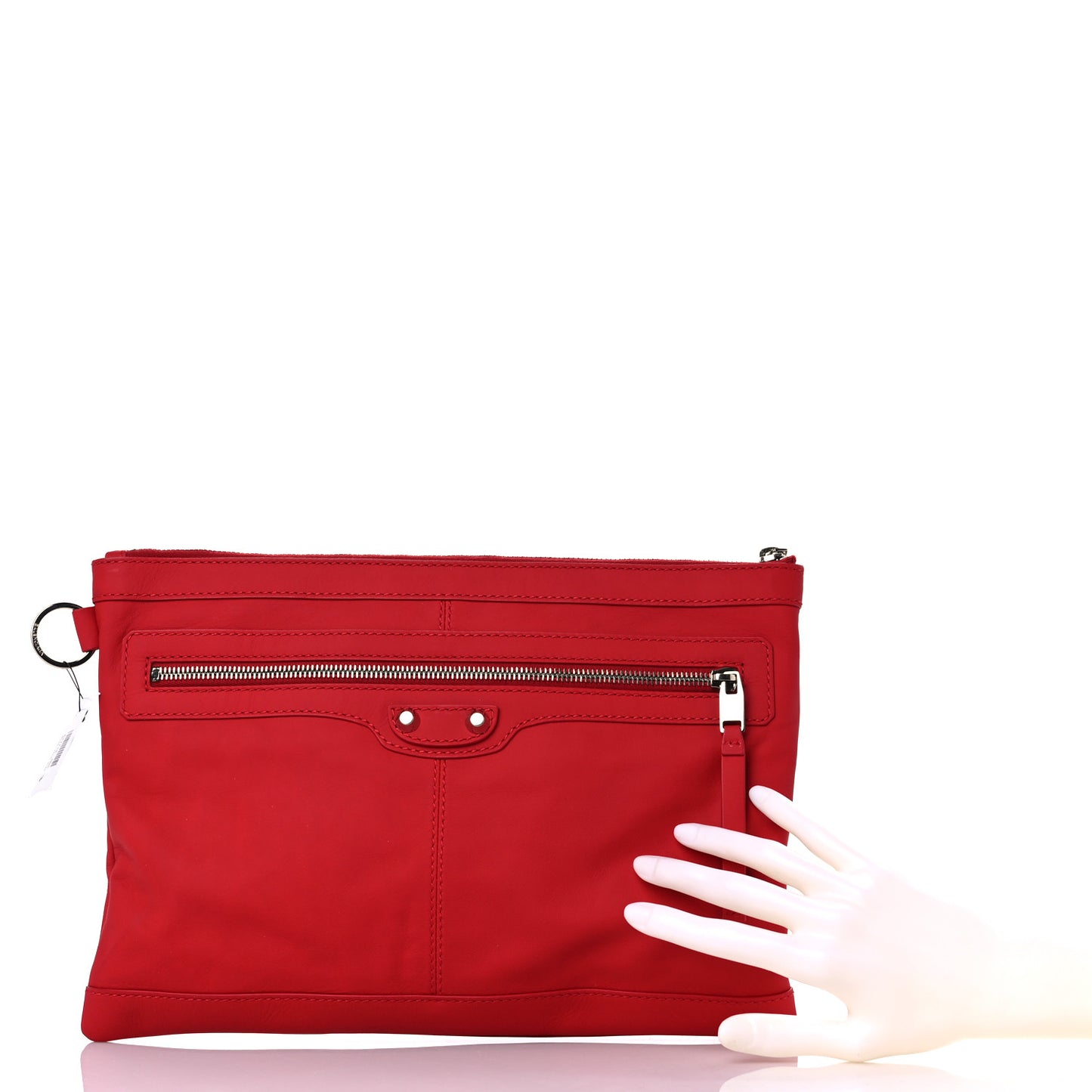 Smooth Calfskin Classic Silver Hardware Medium Clip Rouge Grenade