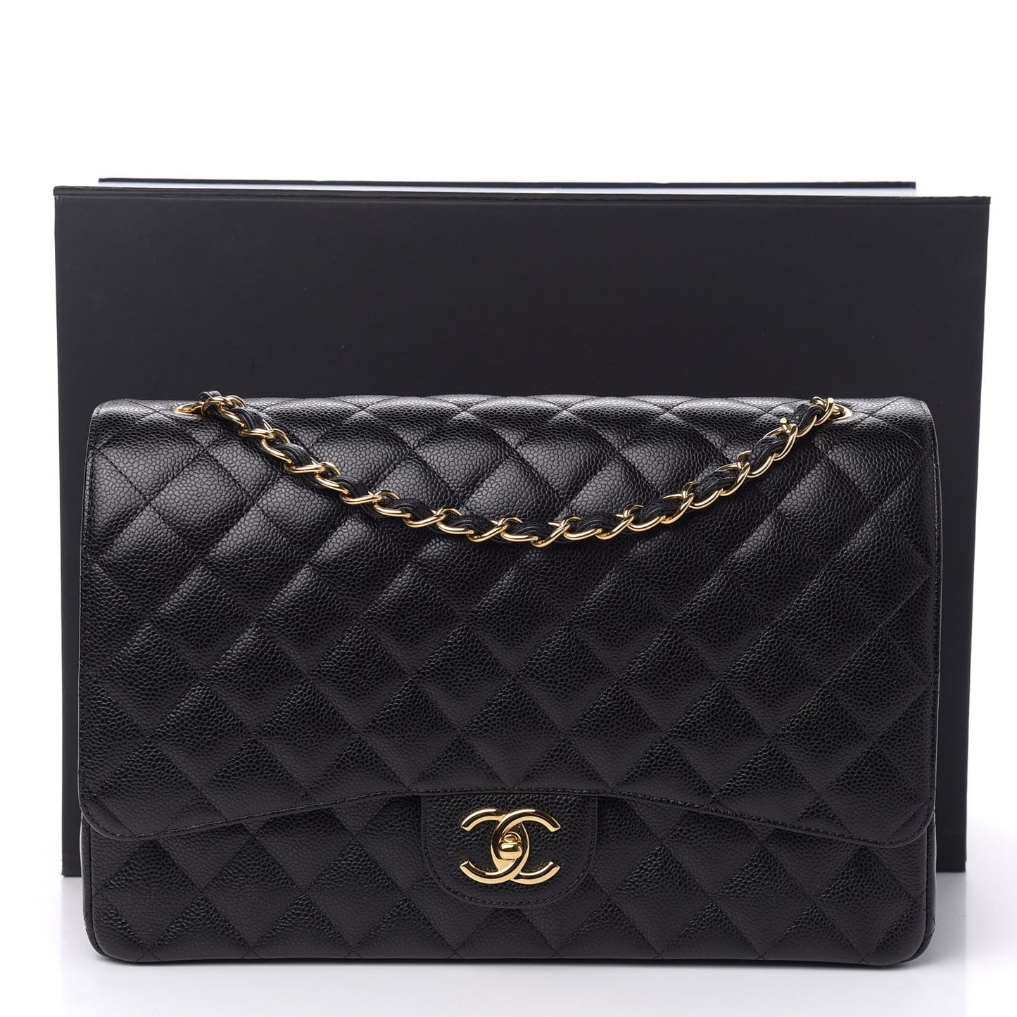 Caviar Quilted Maxi Double Flap Black