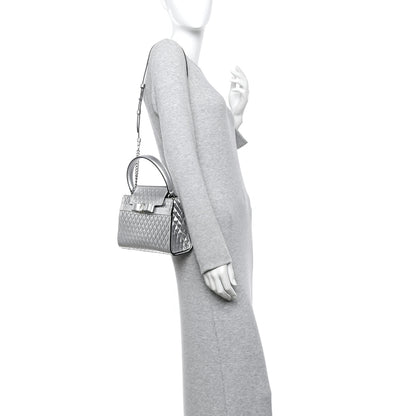 Salvatore Ferragamo Metallic Calfskin Quilted Vara Bow Shoulder Bag Silver 2 of 10