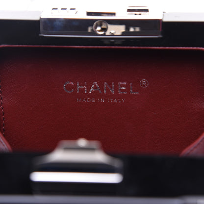 Chanel Plexiglass Patent Quilted Minaudiere Clutch Black 8 of 13