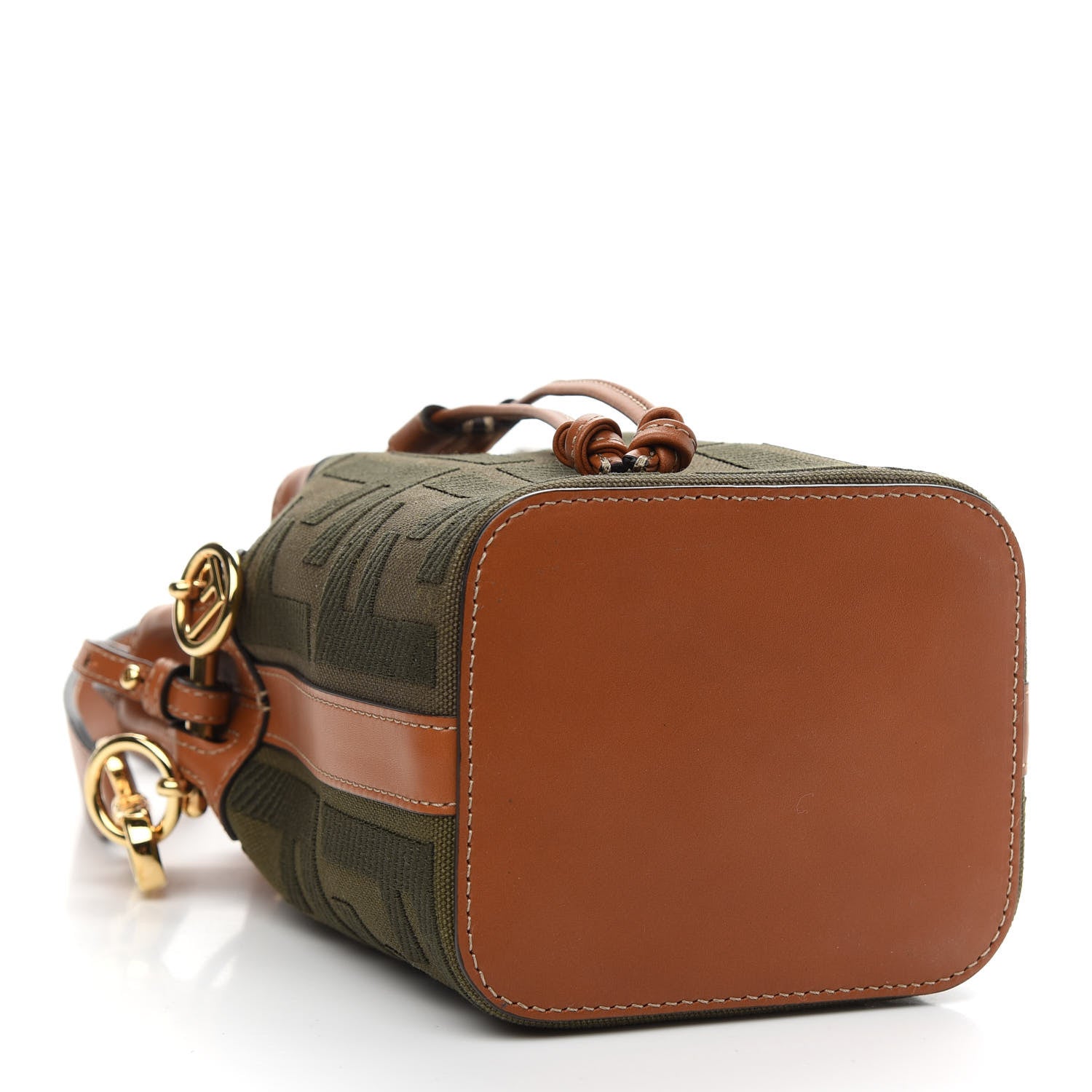 Fendi Canvas Vitello King F is Fendi FF Embroidered Mini Mon Tresor Bucket Bag Amazzonia Cuoio 4 of 10