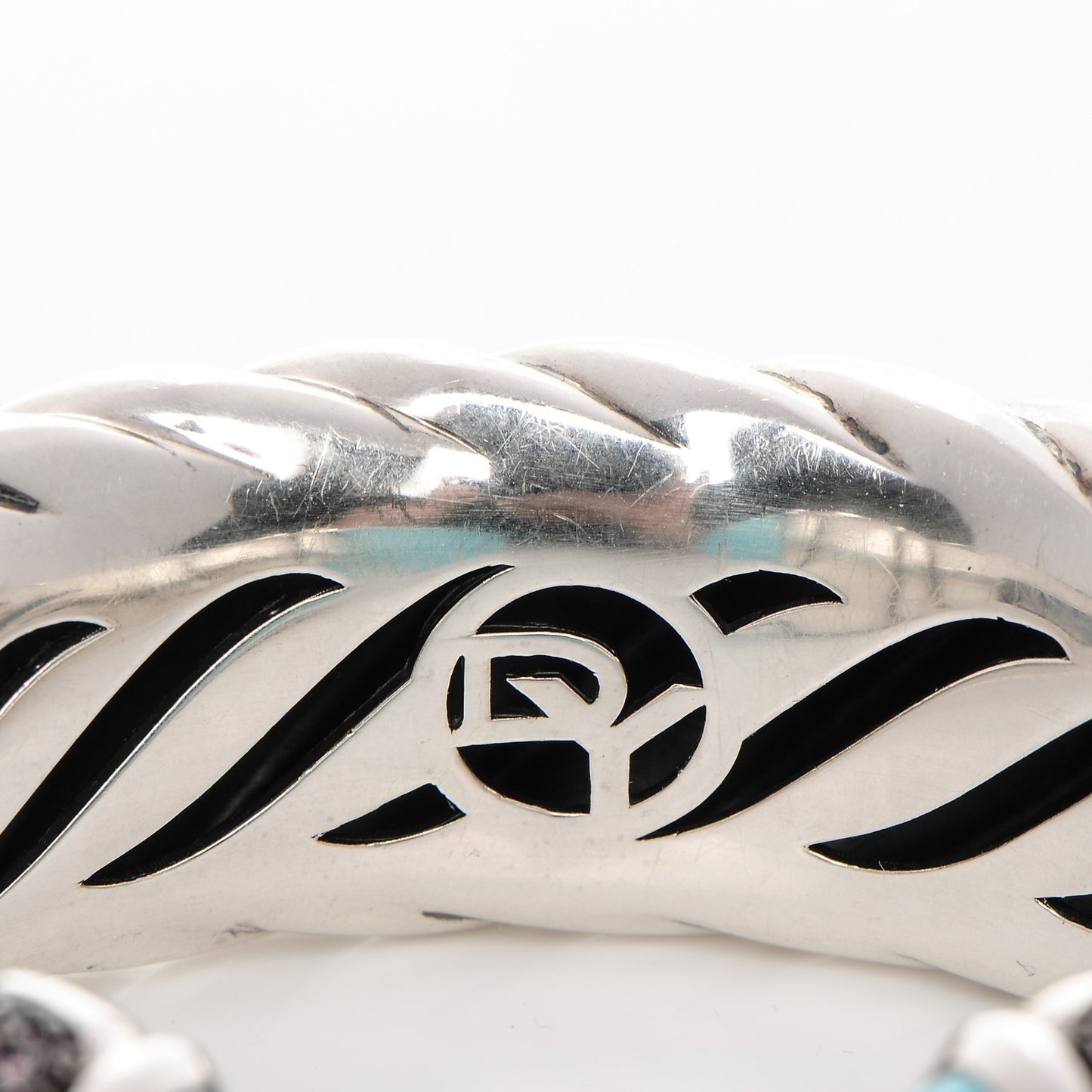 Sterling Silver Amethyst Turquoise 25mm Waverly Bracelet