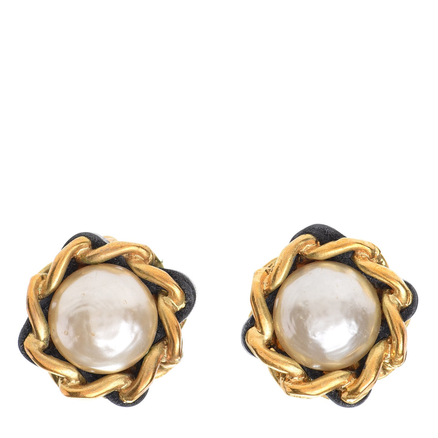 Pearl Lambskin Clip On Earrings Gold