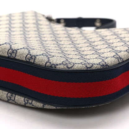 Gucci GG Supreme Monogram Textured Calfskin Web Large Attache Shoulder Bag Beige Blue 8 of 8
