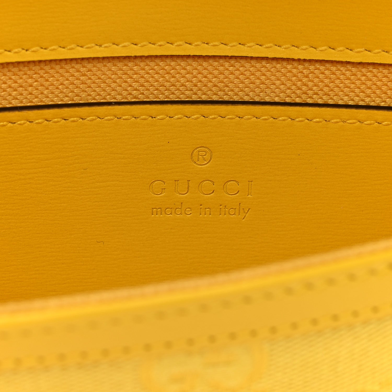 Gucci GG Monogram Scratch Lux Calfskin Mini Luce Shoulder Bag Yellow 6 of 11