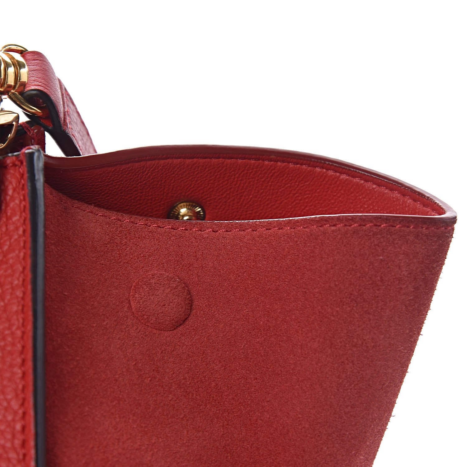 Celine Drummed Calfskin Suede Medium Trapeze Coquelicot 14 of 26