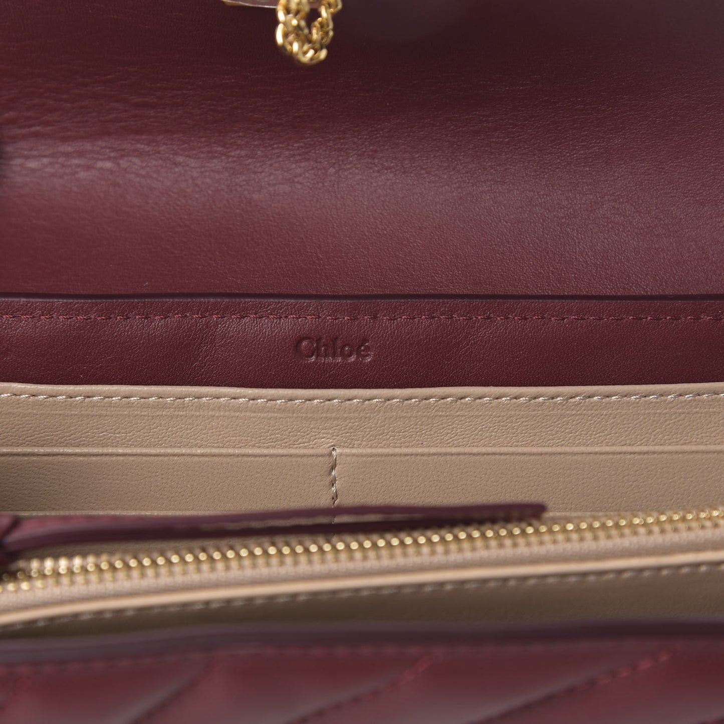 Calfskin Drew Long Wallet with Flap Plum Purple