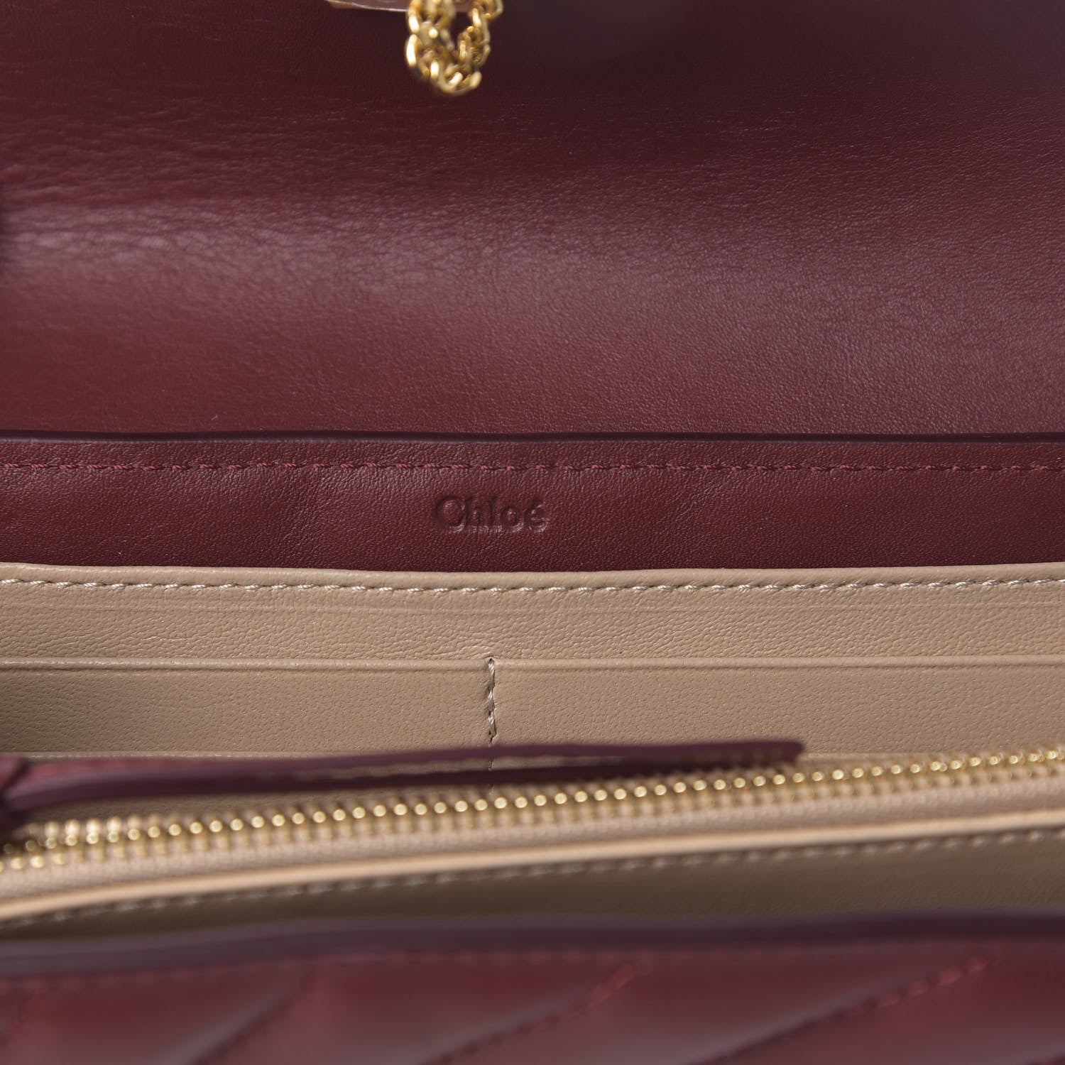 Chloe Calfskin Drew Long Wallet with Flap Plum Purple 6 of 6