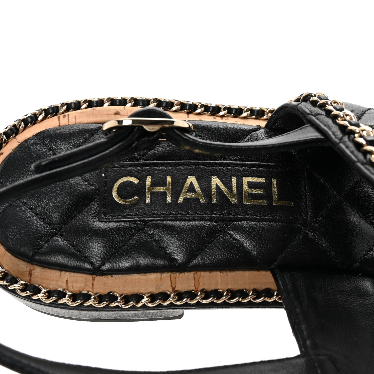 Chanel Shiny Lambskin Quilted Chain CC Sandals 41 Black 8 of 9
