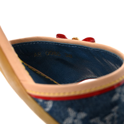 Louis Vuitton Denim Monogram Victim Mules Peep Toe Heels 38 9 of 9