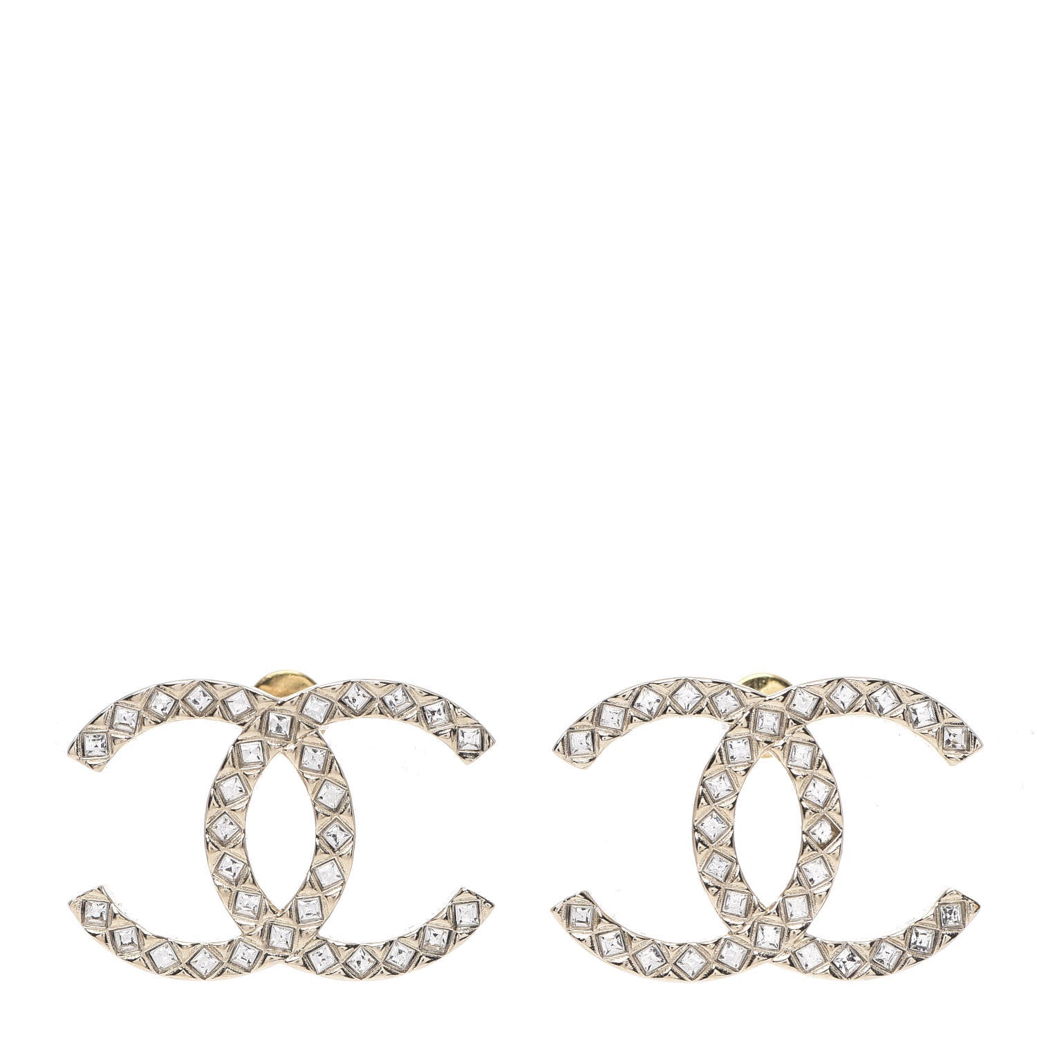 Chanel Baguette Crystal High Society CC Earrings Gold 1 of 4