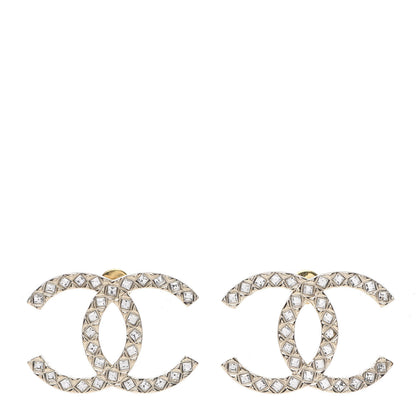 Chanel Baguette Crystal High Society CC Earrings Gold 1 of 4