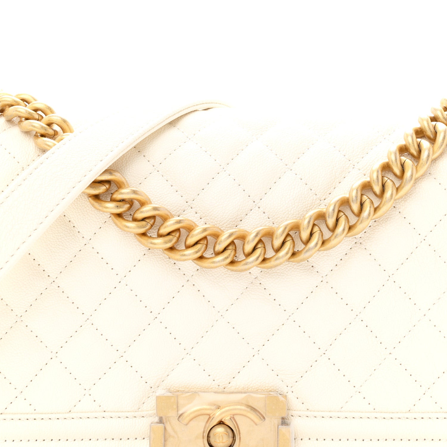 Chanel Caviar Quilted Medium Boy Flap White 8 of 11