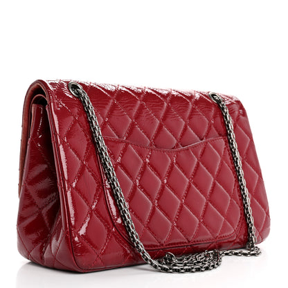 Chanel Distressed Patent Quilted 2.55 Reissue 227 Flap Raspberry Red 3 of 11