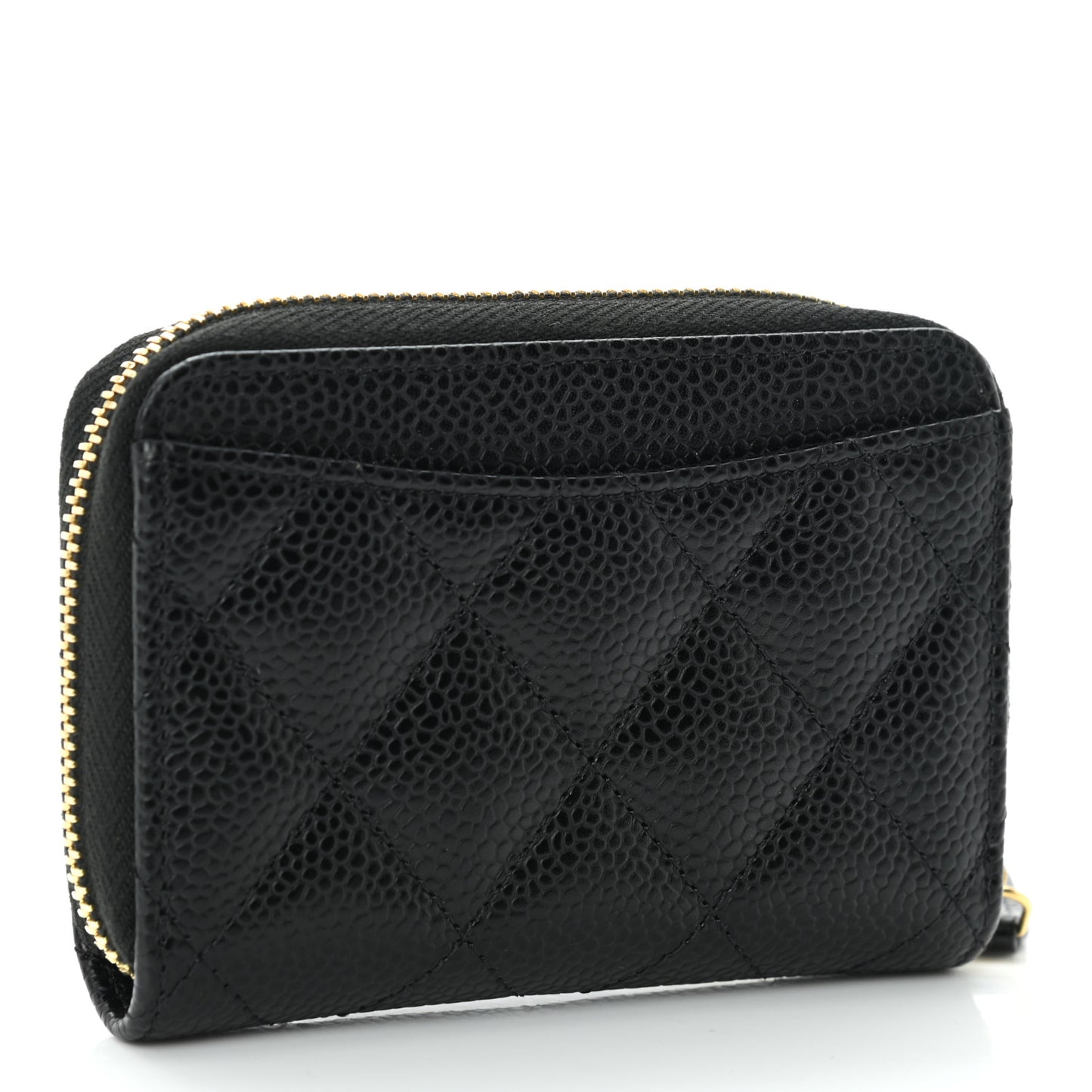 Caviar Quilted Zip Coin Purse Black