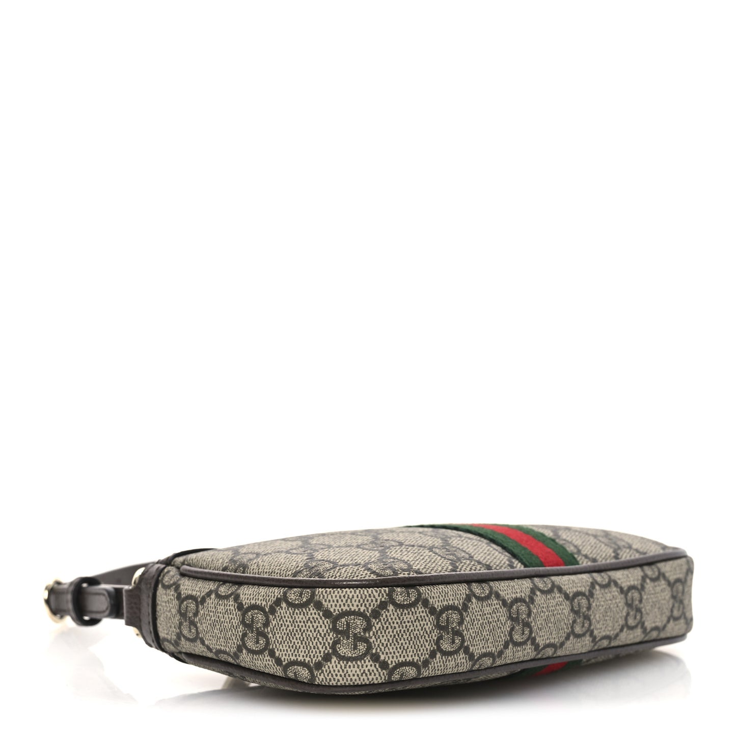 GG Supreme Monogram Textured Dollar Calfskin Web Mini Ophidia Shoulder Bag Beige Ebony New Acero