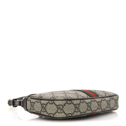 Gucci GG Supreme Monogram Textured Dollar Calfskin Web Mini Ophidia Shoulder Bag Beige Ebony New Acero 4 of 12