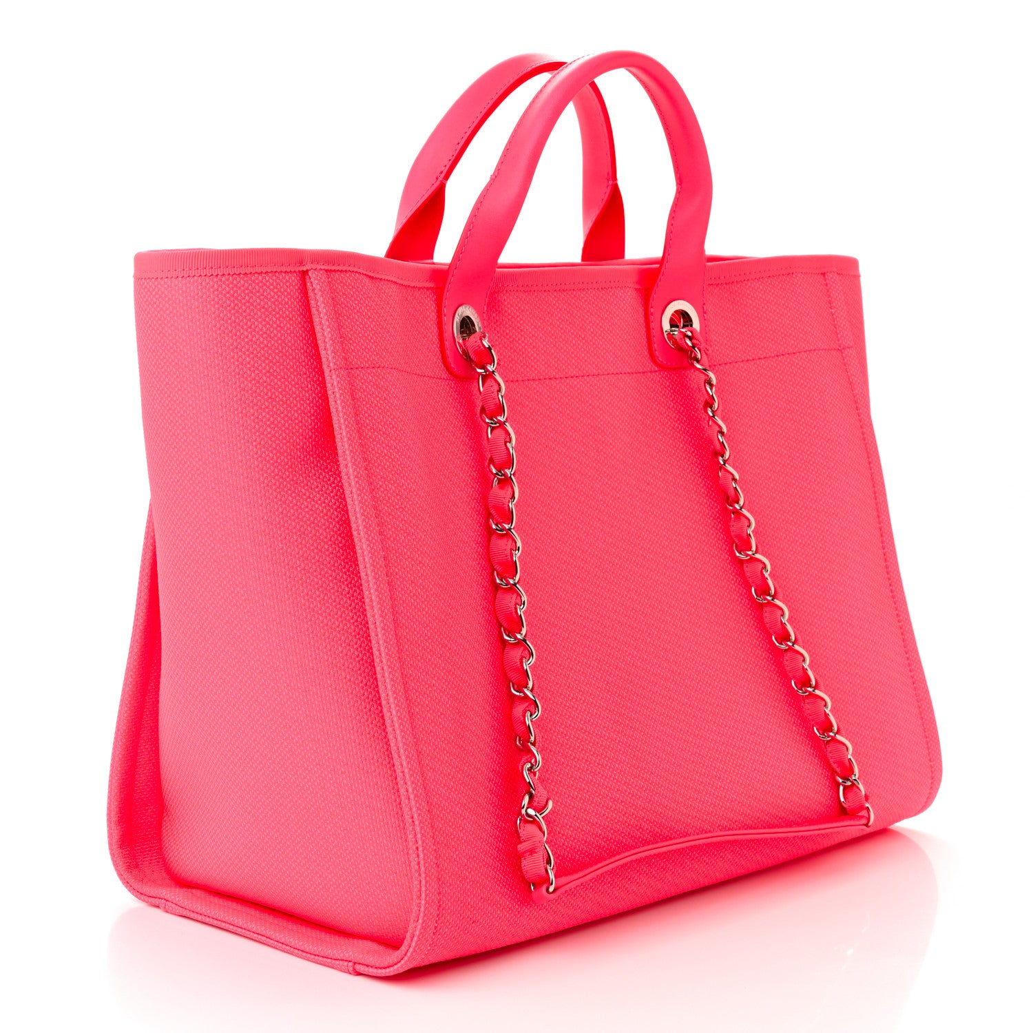 Chanel Mixed Fibers Calfskin Medium Deauville Tote Pink Orange 4 of 12