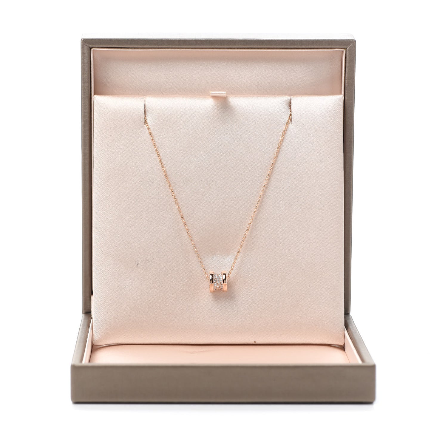 18K Rose Gold Diamond Small B.Zero1 Pave Pendant Necklace