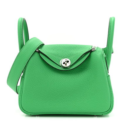 Hermes Taurillon Clemence Mini Lindy 20 Vert Comics 1 of 10
