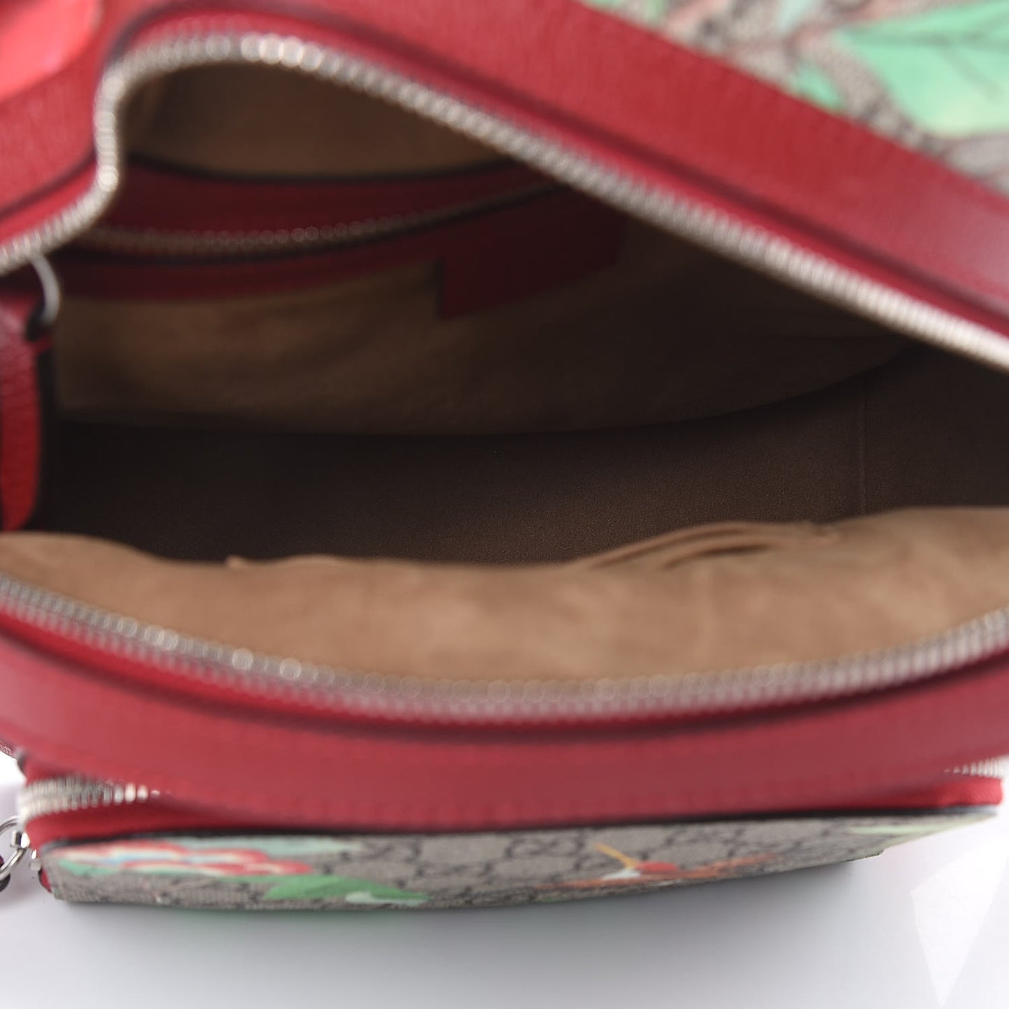 GG Supreme Monogram Tian Web Small Day Backpack Beige Multicolor Red