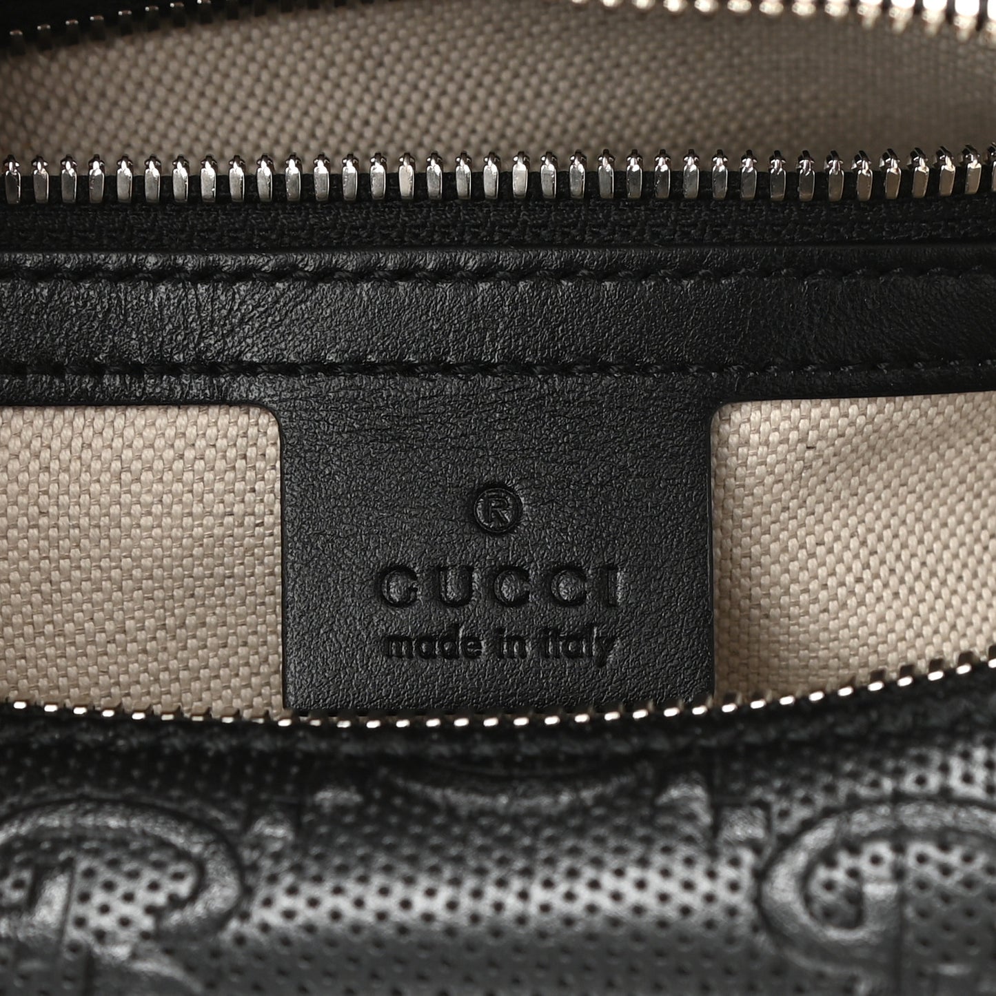 Calfskin GG Tennis Embossed Square Messenger Bag Black