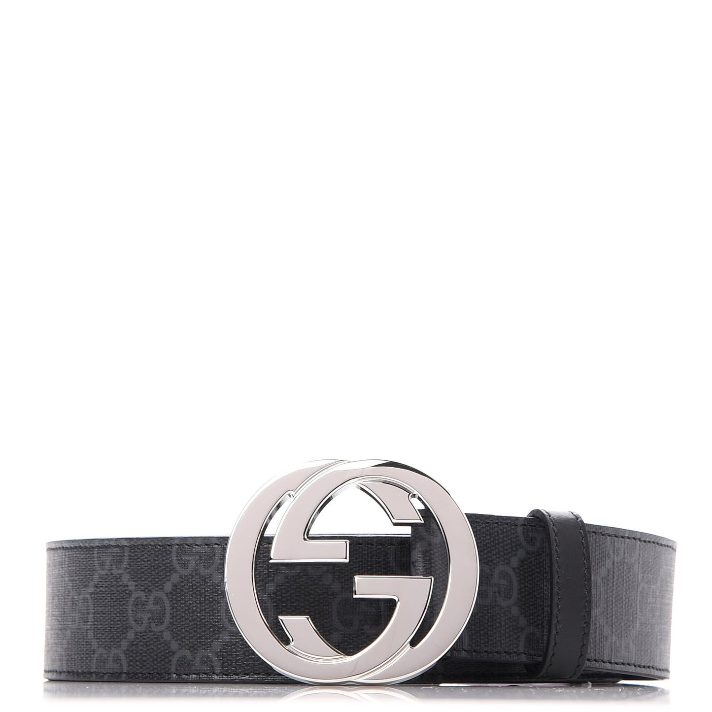 GG Supreme Monogram Selleria Calfskin Interlocking G 40mm Belt 115 46 Black Grey