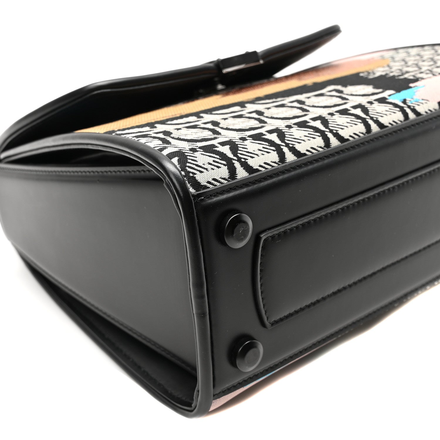 Salvatore Ferragamo Silk Calfskin Gancini Small Boxyz Black Avorio Azzur 8 of 9