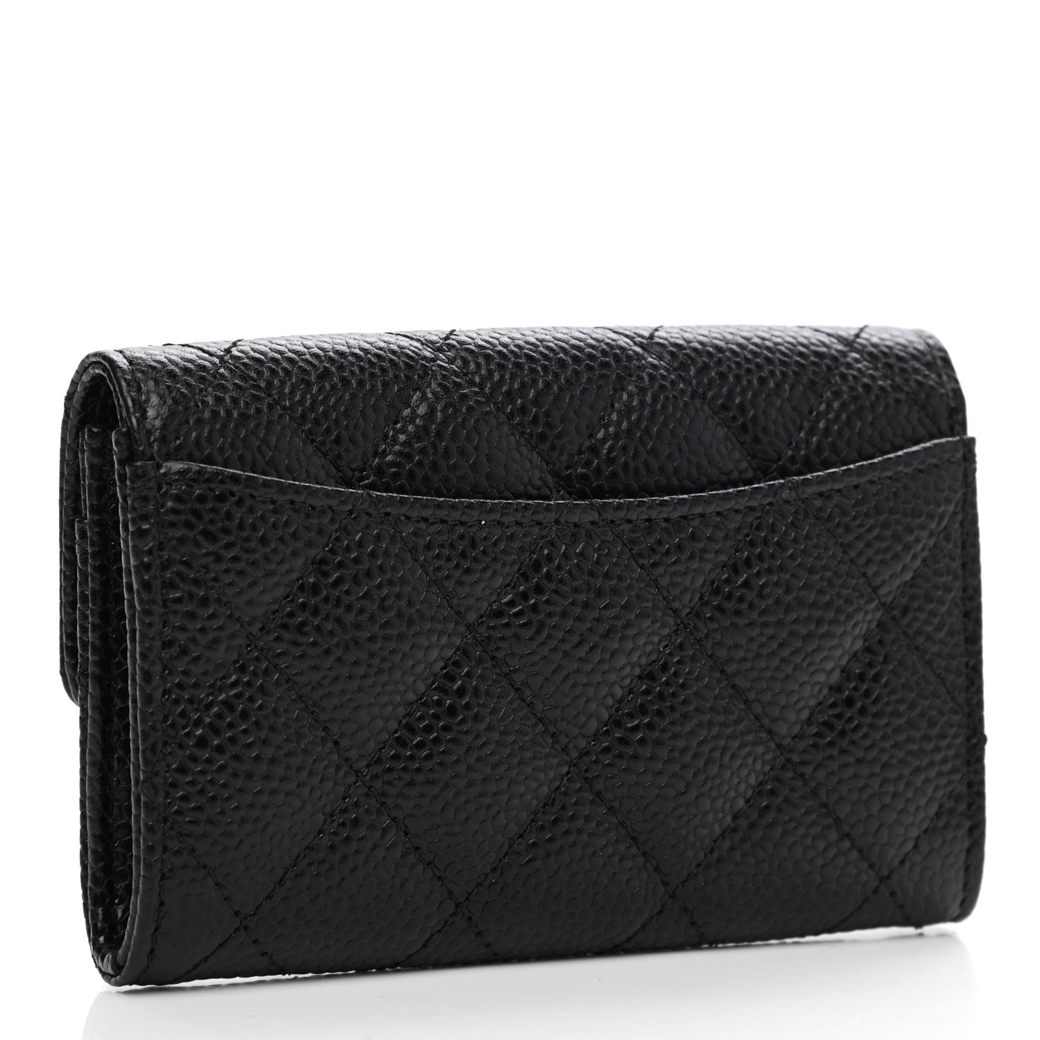 Chanel Caviar Quilted Flap Card Holder Wallet Black 3 of 9