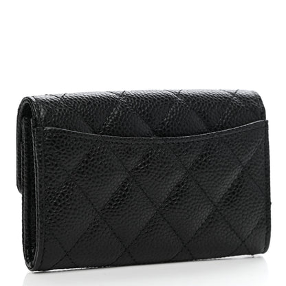 Chanel Caviar Quilted Flap Card Holder Wallet Black 3 of 9