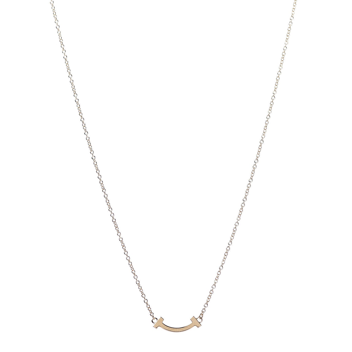 18K Yellow Gold Mini T Smile Pendant Necklace