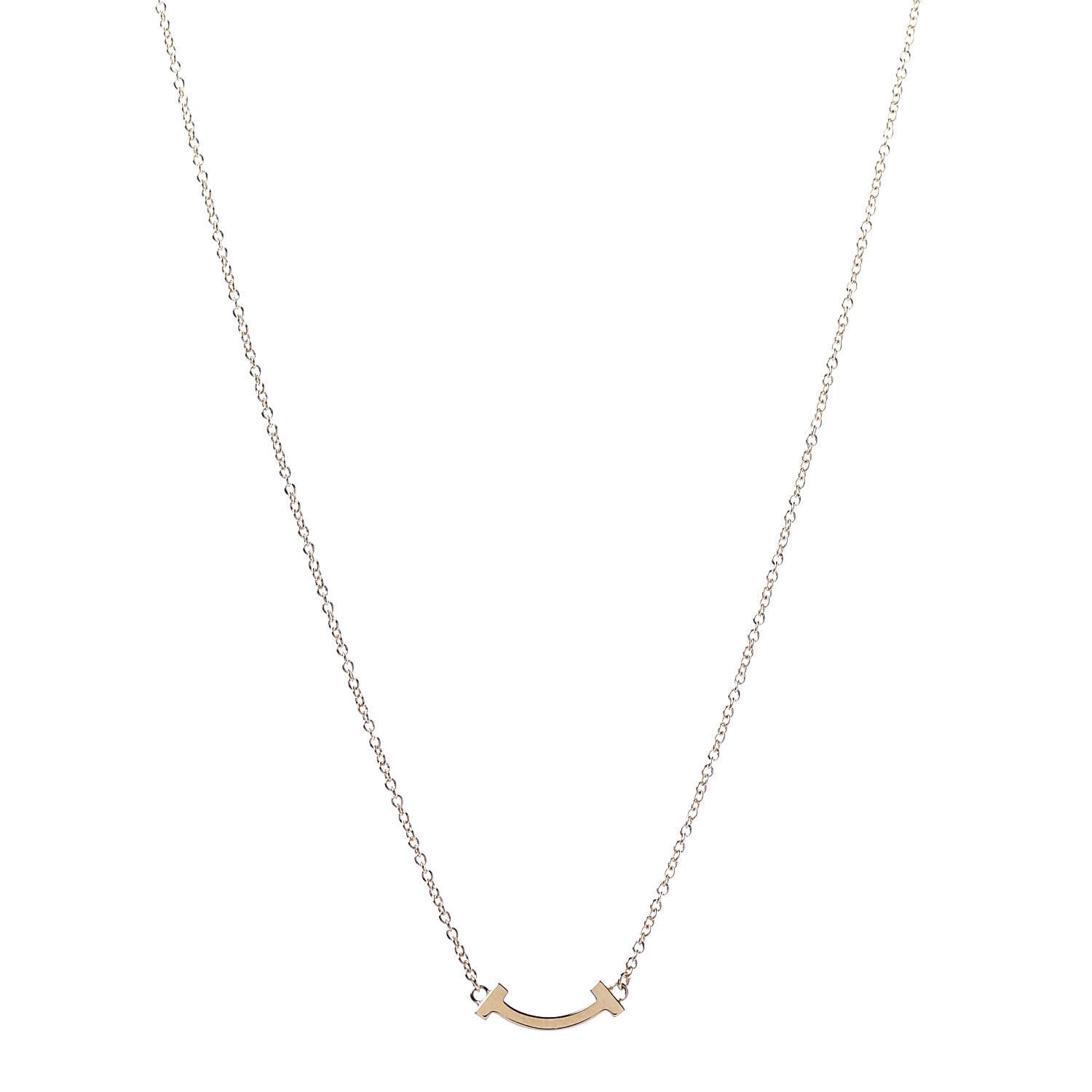 Tiffany 18K Yellow Gold Mini T Smile Pendant Necklace 1 of 6