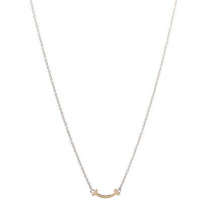 Tiffany 18K Yellow Gold Mini T Smile Pendant Necklace 1 of 6